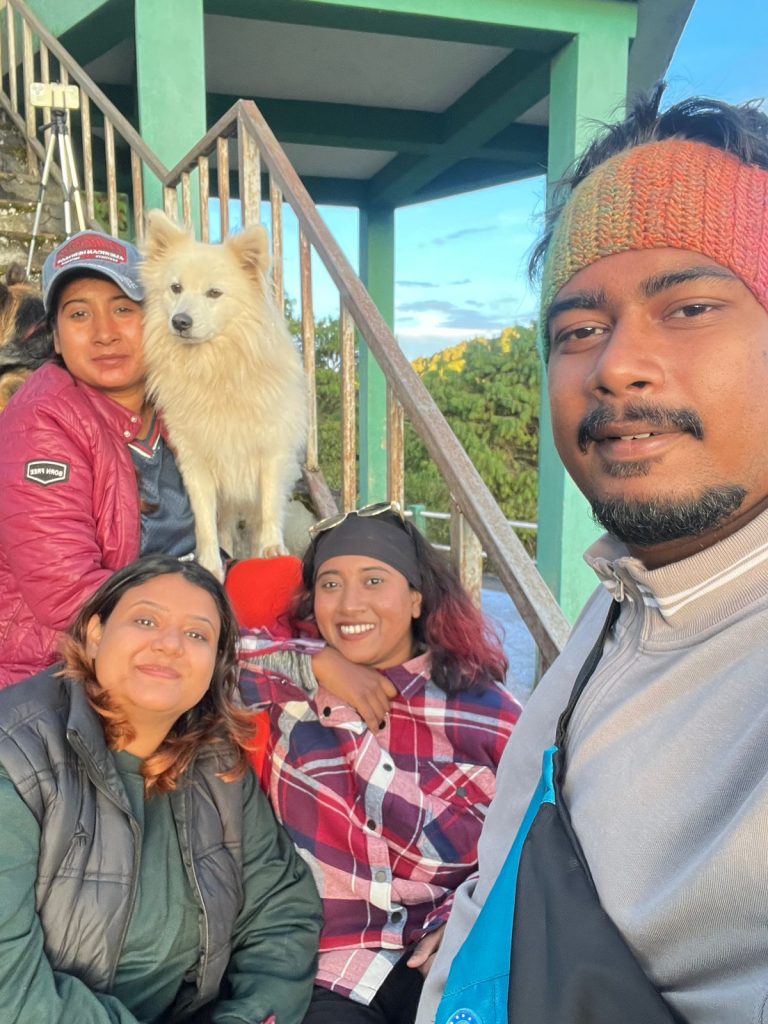 Four travelers – two girls and one couple
